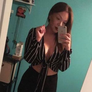 Misguided Stripped Wrap Crop Top